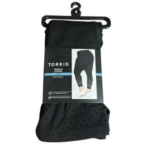 TORRID Premium Legging Size 0 Black Crop Signature Waistband Spandex 24" Inseam